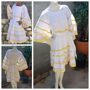 Lisa Marie Fernandez  Ric‎ Rac Flare Dress Yellow Pink